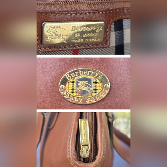 Burberry's Vintage Brown Leather Shoulder Bag Gold Crest Medallion Authentic COA - Picture 5 of 12